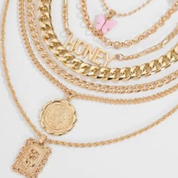 Women's 7 Piece Gold Tone Fashion Jewelry Pendant Necklace Set - Picture 5 of 5